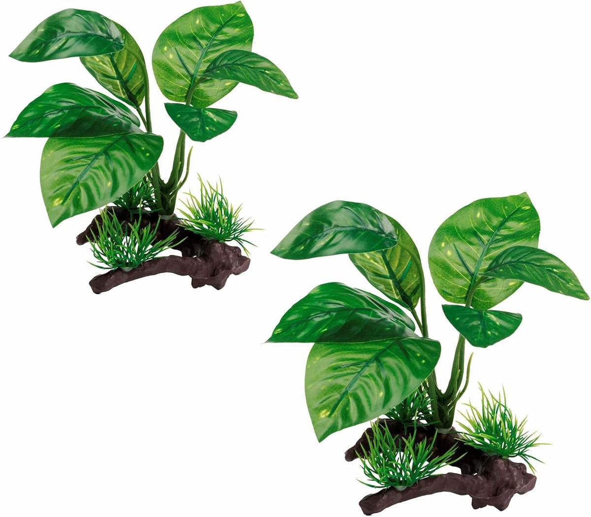 Moonorange Reptile Artificial Plants, Terrarium Plants Decorations Supplies, Aquarium Fish Tank Plant, Amphibian Habitat Hideout Tank Accessories(M Set-4pcs/E)