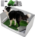 HQ4US 4LEGS Dog Litter Box High Walls Foldable with Grass Pad & Washable Pee Pad, Odor Free Artificial Grass for Dogs Potty Pad Holder Tray, Seamless, No Assembly, Waterproof, Easy Clean for Travel