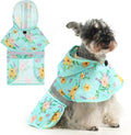 KOOLTAIL Dog Raincoat Hooded Slicker Poncho with Leash Hole, Rain Coat for Small Medium Dogs, Waterproof Doggie Rain Jacket with Reflective Strip, Adjustable Lightweight Puppy Rainwear, Green Flower S