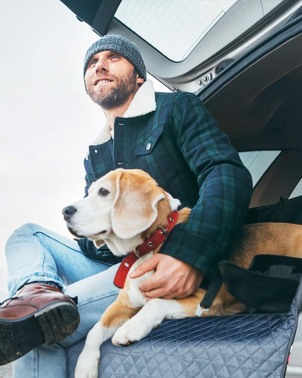 PETICON SUV Cargo Liner for Dogs, Trunk Cover with Mesh Window for Pet View