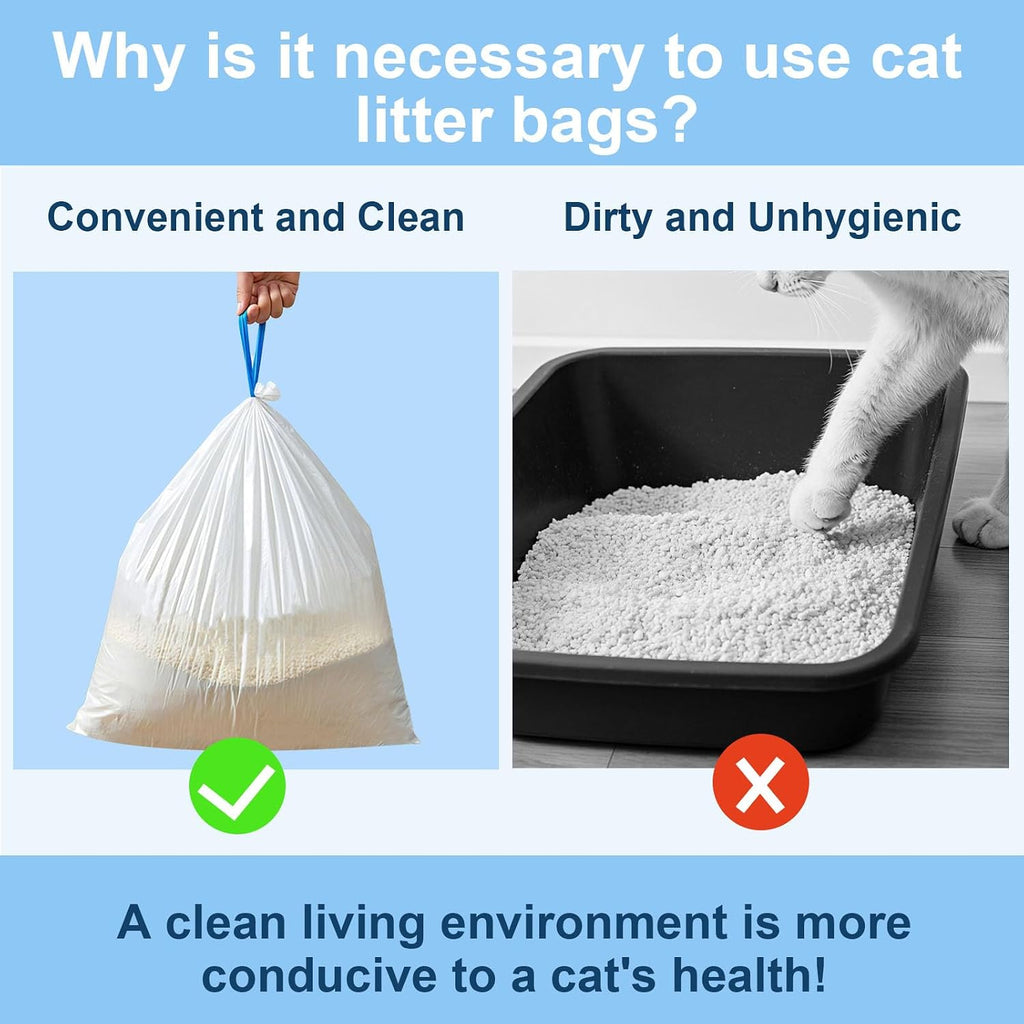 17.5"Opening x 18"L Cat Litter Box Liners for Self-Cleaning Cat Litter Box, Replacement Automatic Litter Box Liners, 4 Rolls Drawstring Trash Bags for Robot, Extra Thick（4 Packs/80 Counts）