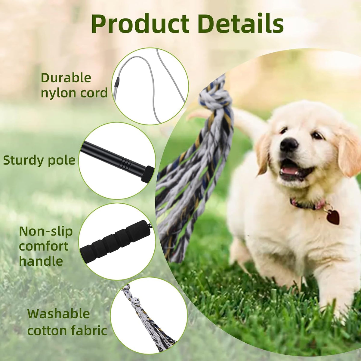 Flirt Pole for Dogs Interactive Dog Toys Durable Heavy Duty Dog Flirt Pole Suitable for Small and Medium Dogs Great Exercise and Training Tool Multifunction Dog Enrichment Toys