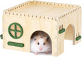 BUCATSTATE Natural Wood Hamster Hideout Castle, Easy-Assemble & Breathable