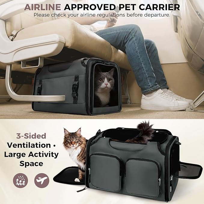 Dog, Cat Carrier for Pets Up to 15 Lbs, Airline Approved Collapsible Soft-Sided - Image 4