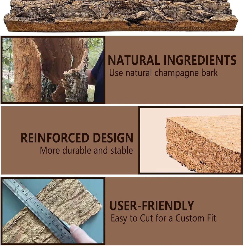 2PCS 11.8"x11.8" Natural Thickened Reptile Cork Bark Terrarium Background