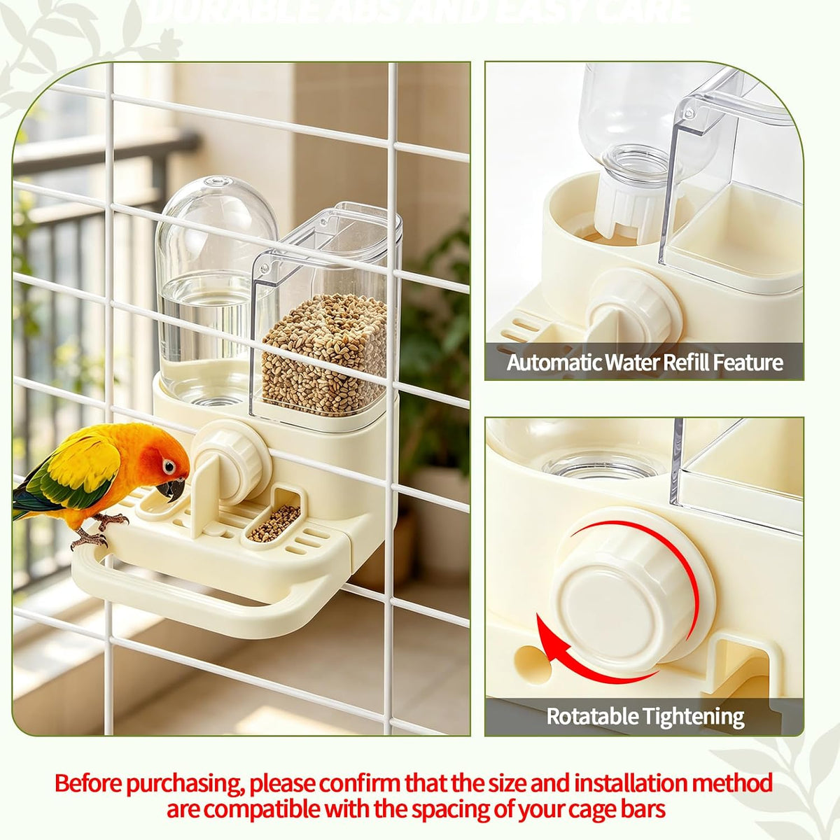 2-in-1 Quail Cage Feeder and Waterer, Gravity Auto Bird Water Feeder