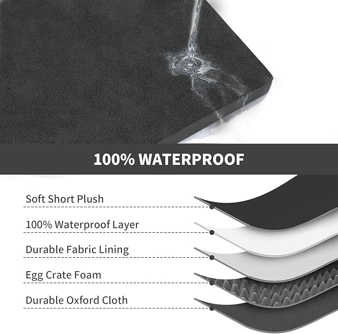 Large Comfy Washable Dog Bed, Orthopedic Egg Crate Foam Dog Crate Mat - Image 6