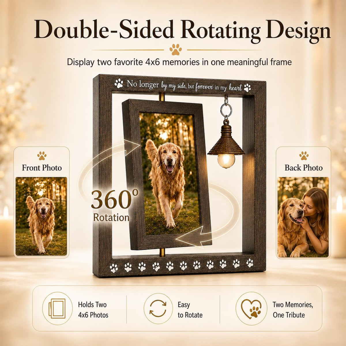 Dog Memorial Gifts for Loss of Dog, Dog Memorial Picture Frame with Light