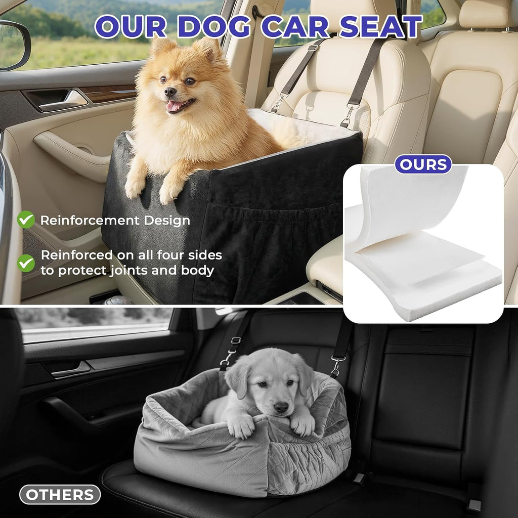 BurgeonNest Small Dog Car Seat for Dogs Up to 25 lbs (Black Grey)