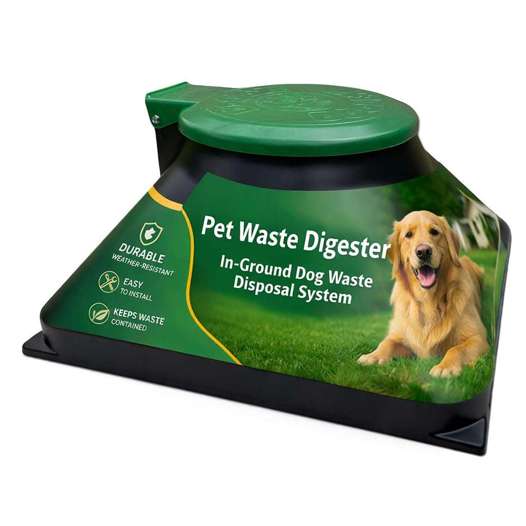 Doggie Dooley Pet Waste Digester - Leach-Bed Style - Black with Silver Lid