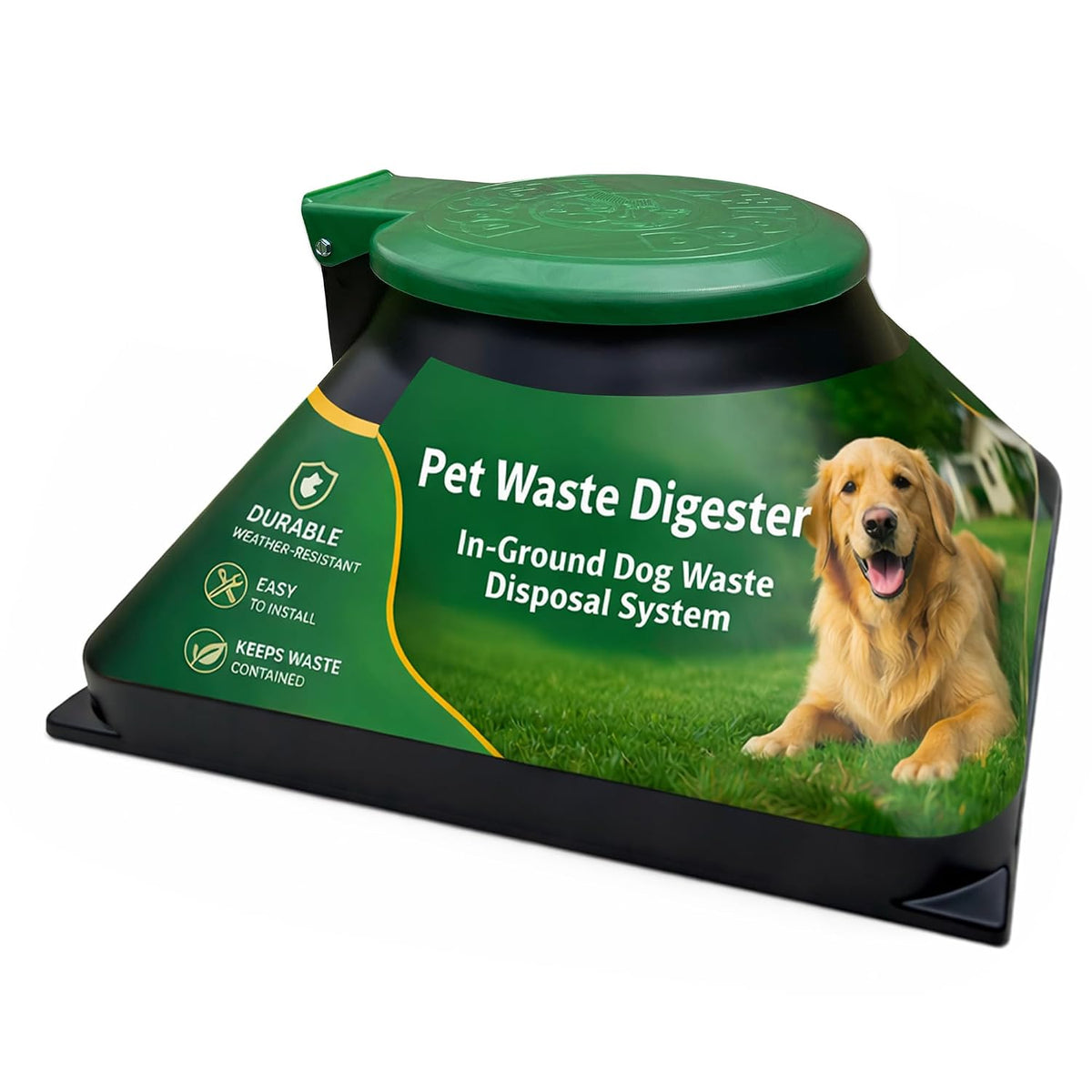 Doggie Dooley Pet Waste Digester - Leach-Bed Style - Black with Silver Lid