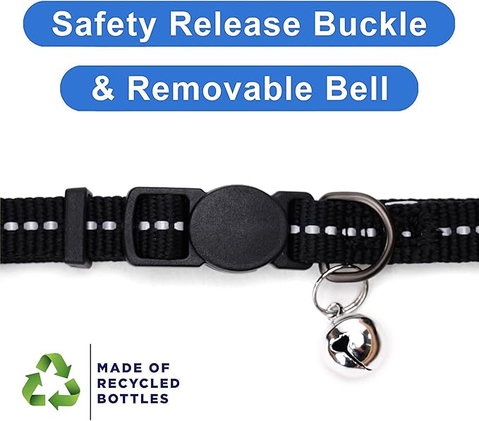 Pawtitas Recycled Black Reflective Cat Collar – Eco-Friendly Breakaway Safety - Image 6