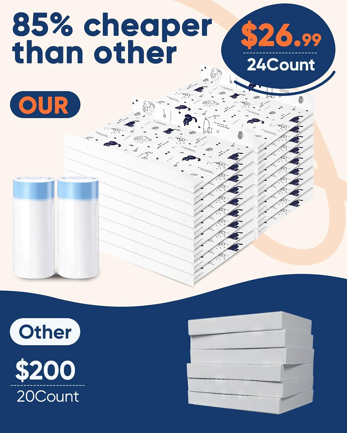 24 Pack Litter Box Liners Compatible with Safe Pets Scoopfree, 37"x16"