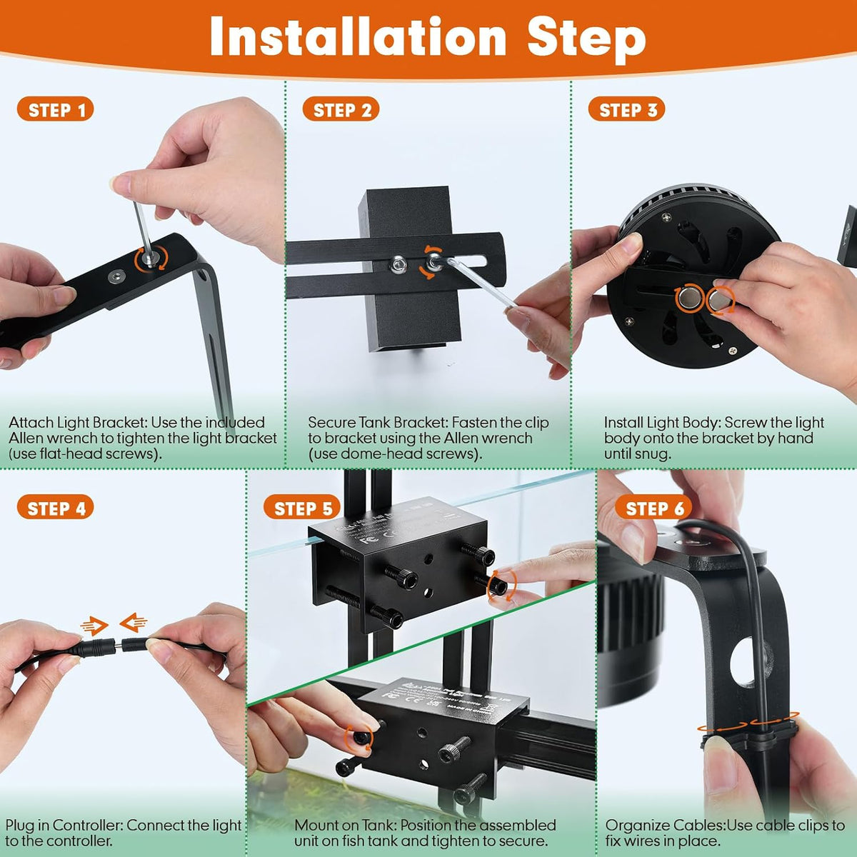 AQQA Aquarium Clip-On Stream Light with Controller, LED Fish Tank Light