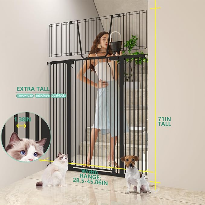 Jiprlak51 Extra Tall Cat Gate for Doorway – 28.5"-48.7" Extra Wide Pet Gate - Image 2