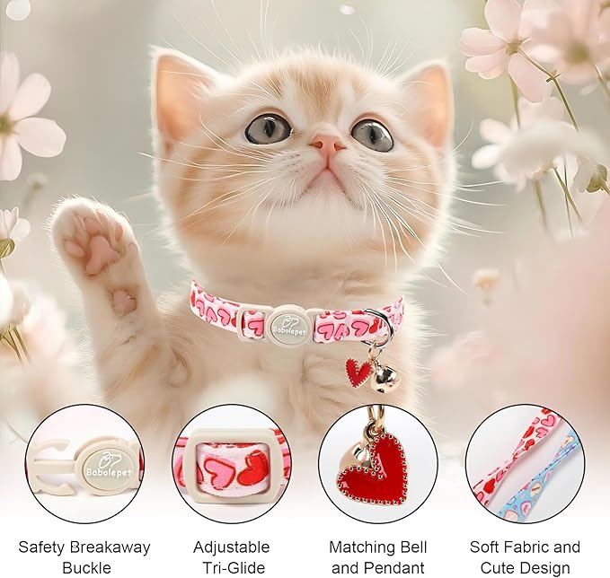 2 Pack Valentines Cat Collars - Image 3