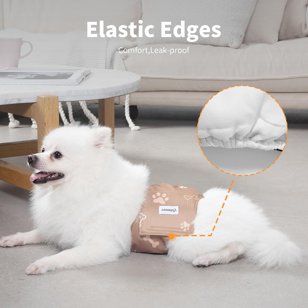 Vecomfy 5 Pack Washable Belly Bands for Male Dogs,Small Dog Diaper,XS