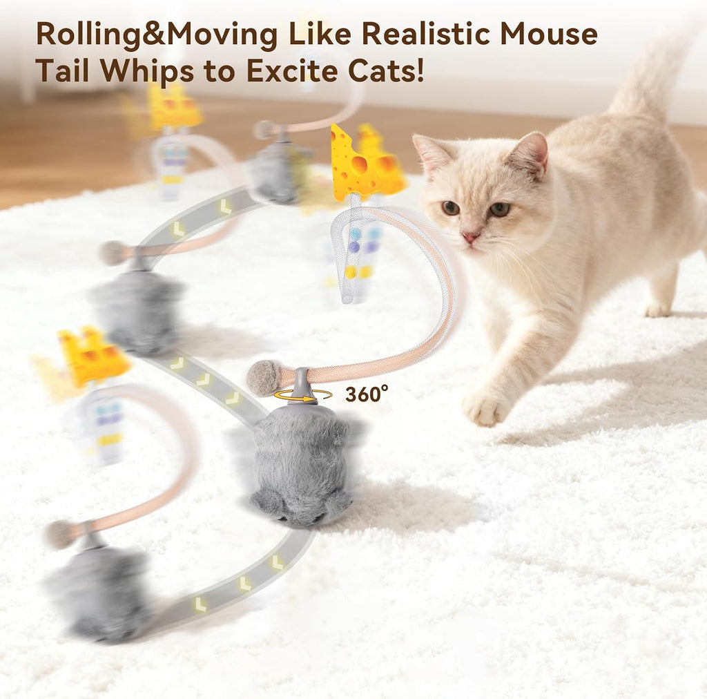 Migipaws Interactive MigiMouse Cat Toy 360° Rolling 2-in-1 Interactive Cat Toy Ball
