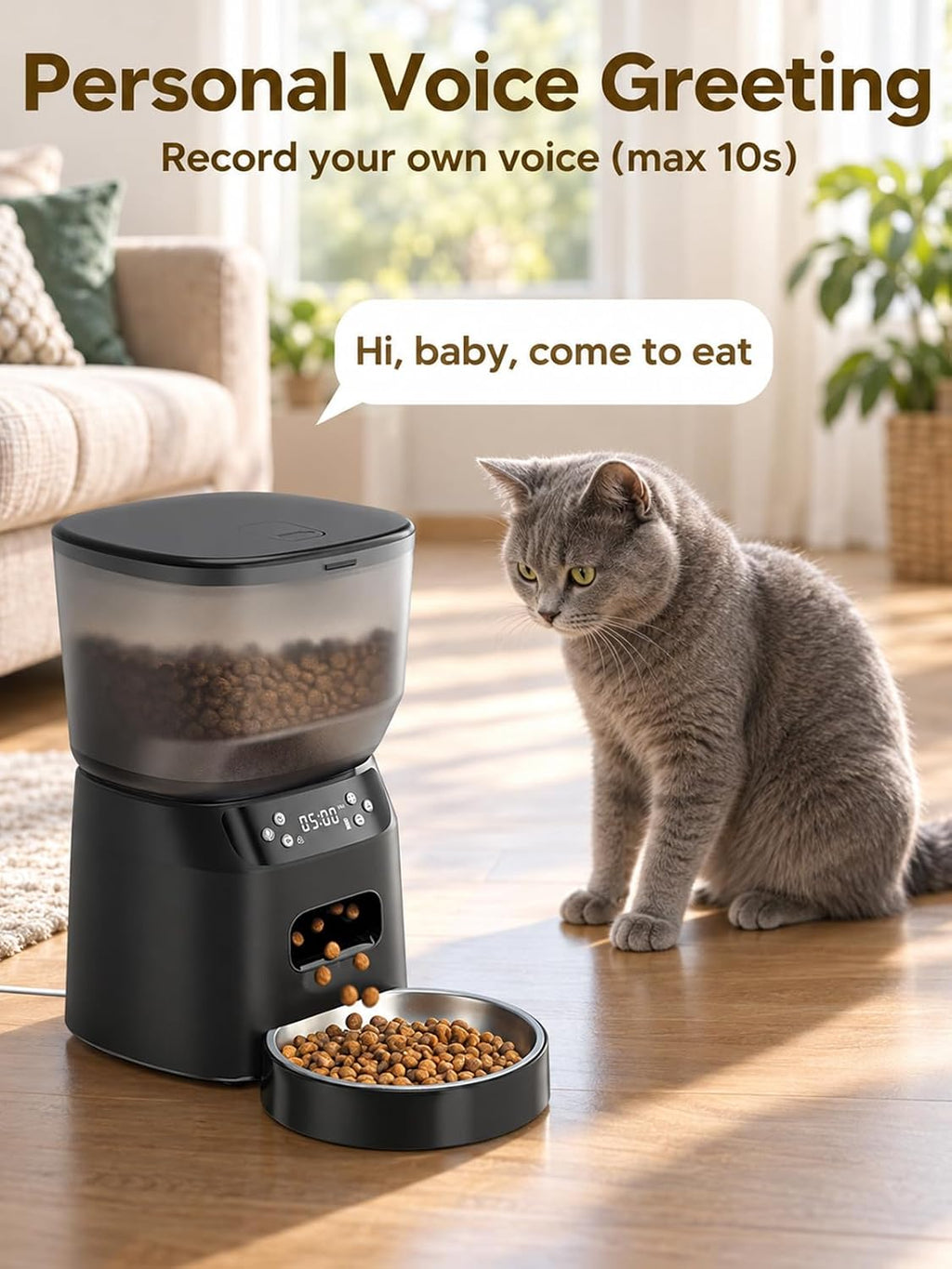 Automatic Cat Feeder and Cat Water Fountain, Timed Dry Food Dispenser