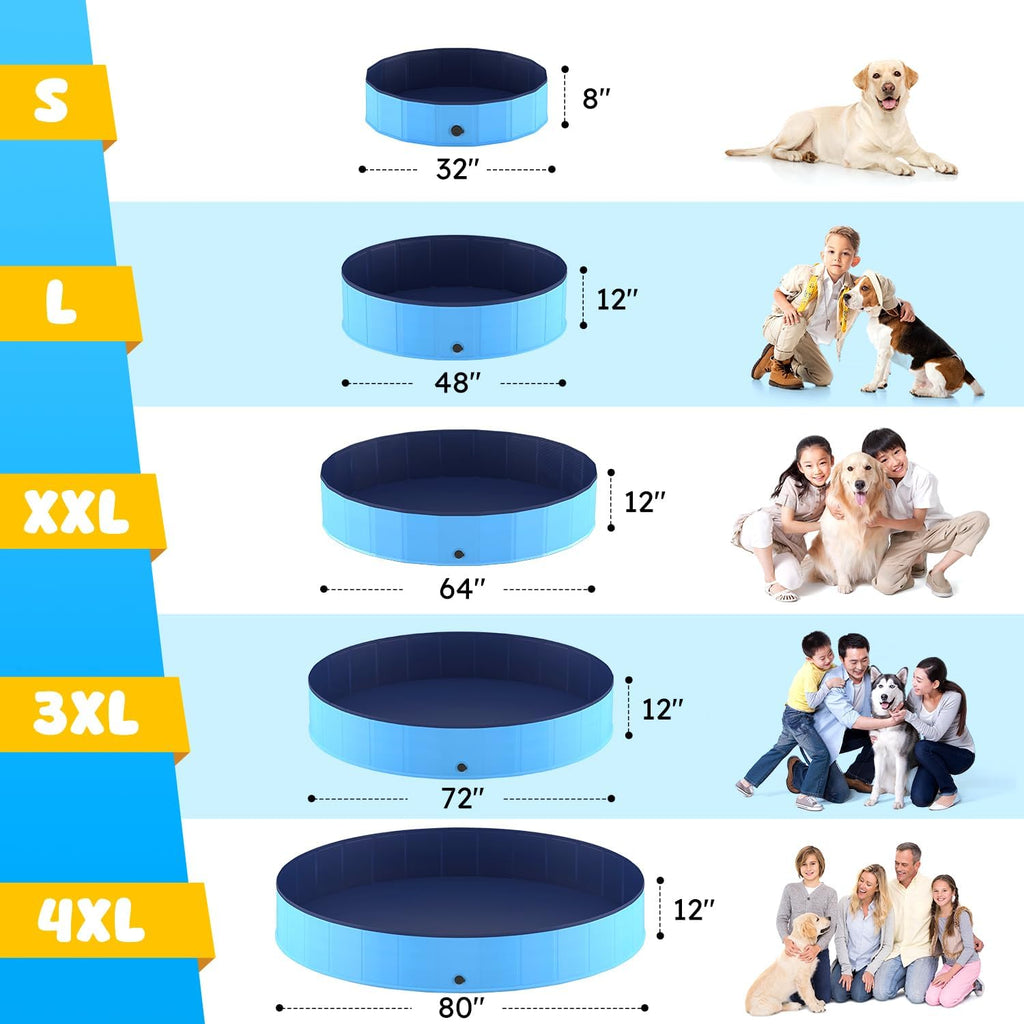Niubya Foldable Dog Pool, Collapsible Plastic Dog Swimming Pool, 72x12 in