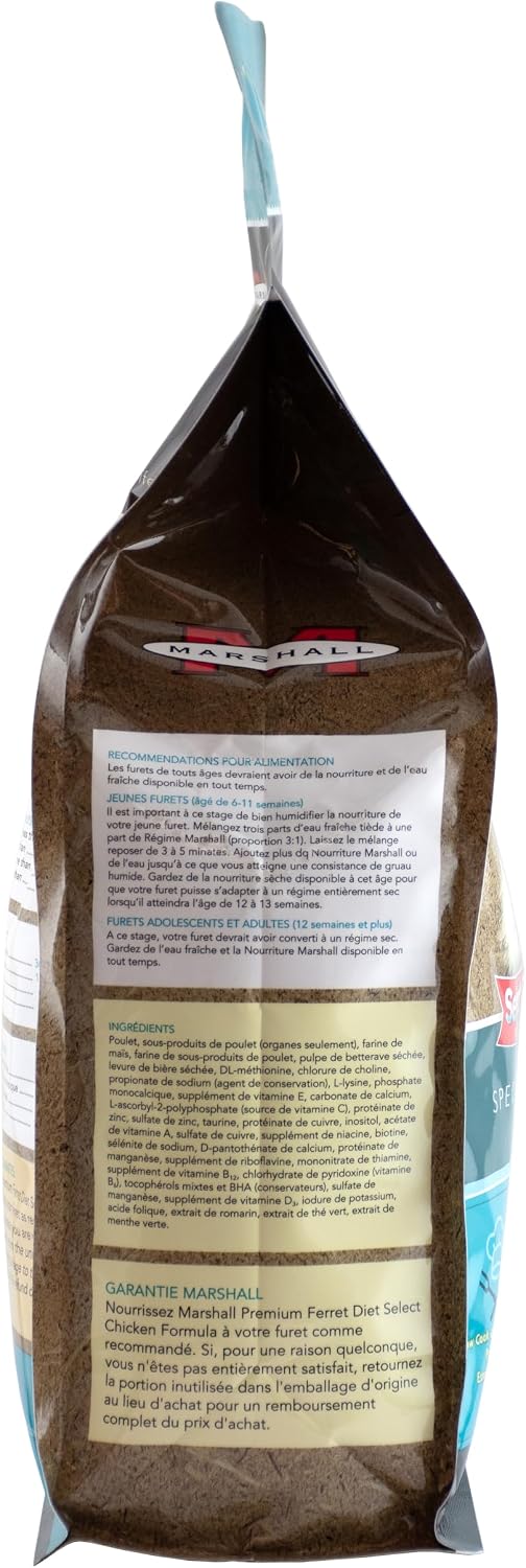 Marshall Select Chicken Formula Premium Ferret Diet – 4 lbs – Supports Digestion, Energy & Muscle Maintenance – Balanced Small Animal Food with Essential Nutrients