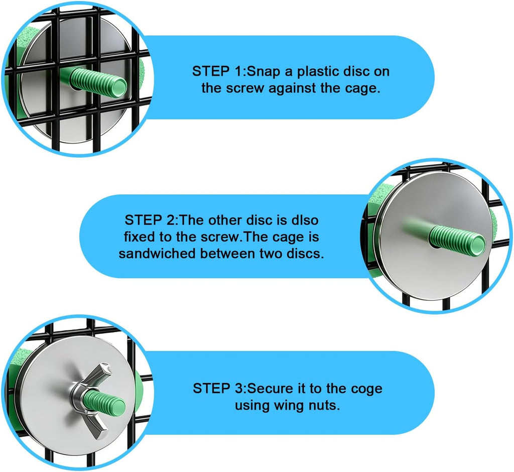 2Pcs Beak Grinder & Nail Trimming Perch for Birds - Large & Small Flat Perch with Metal Bolts, Budgie Cage Accessories for Parakeets Cockatiels Conures