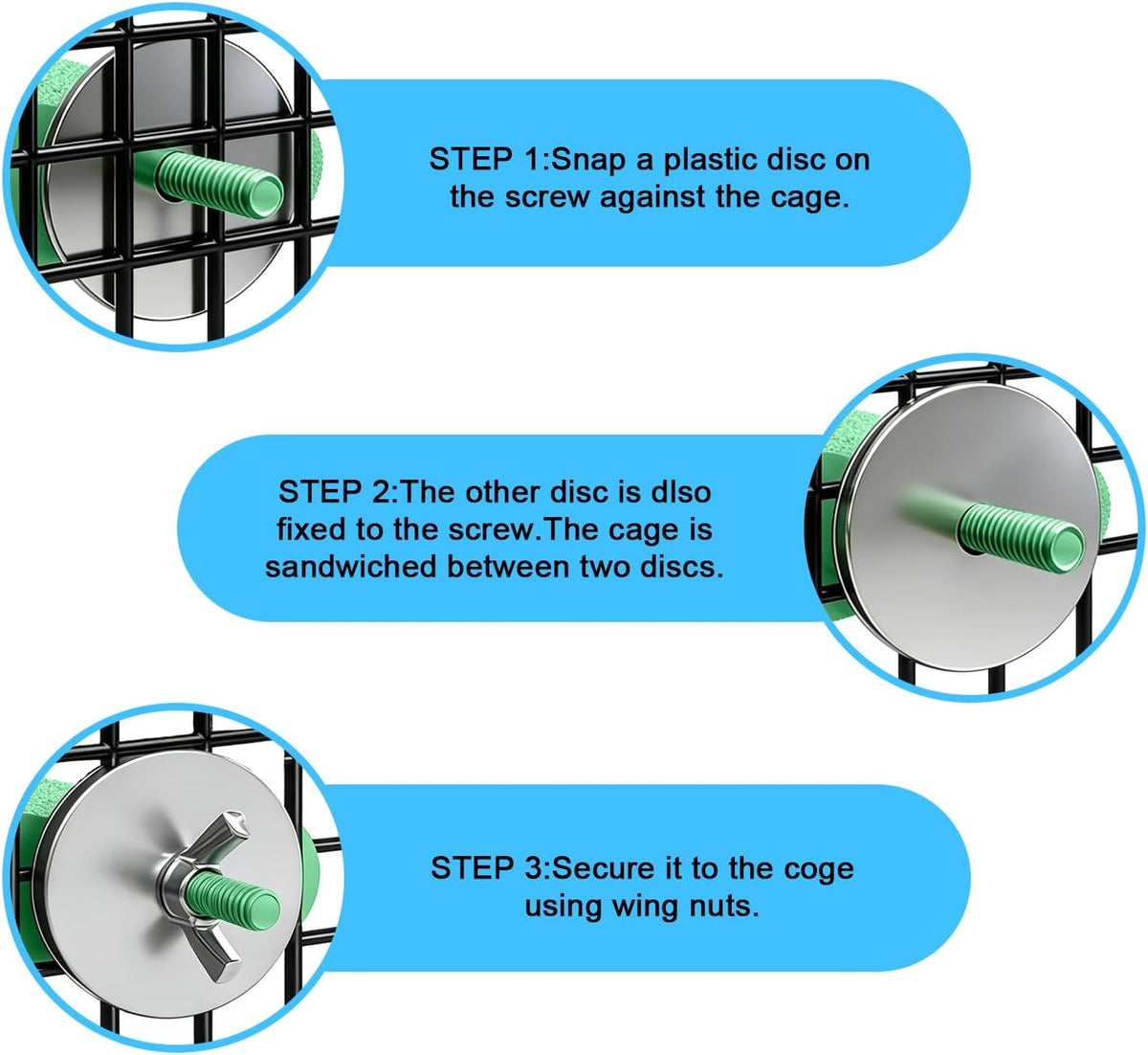 2Pcs Beak Grinder & Nail Trimming Perch for Birds - Large & Small Flat Perch with Metal Bolts, Budgie Cage Accessories for Parakeets Cockatiels Conures