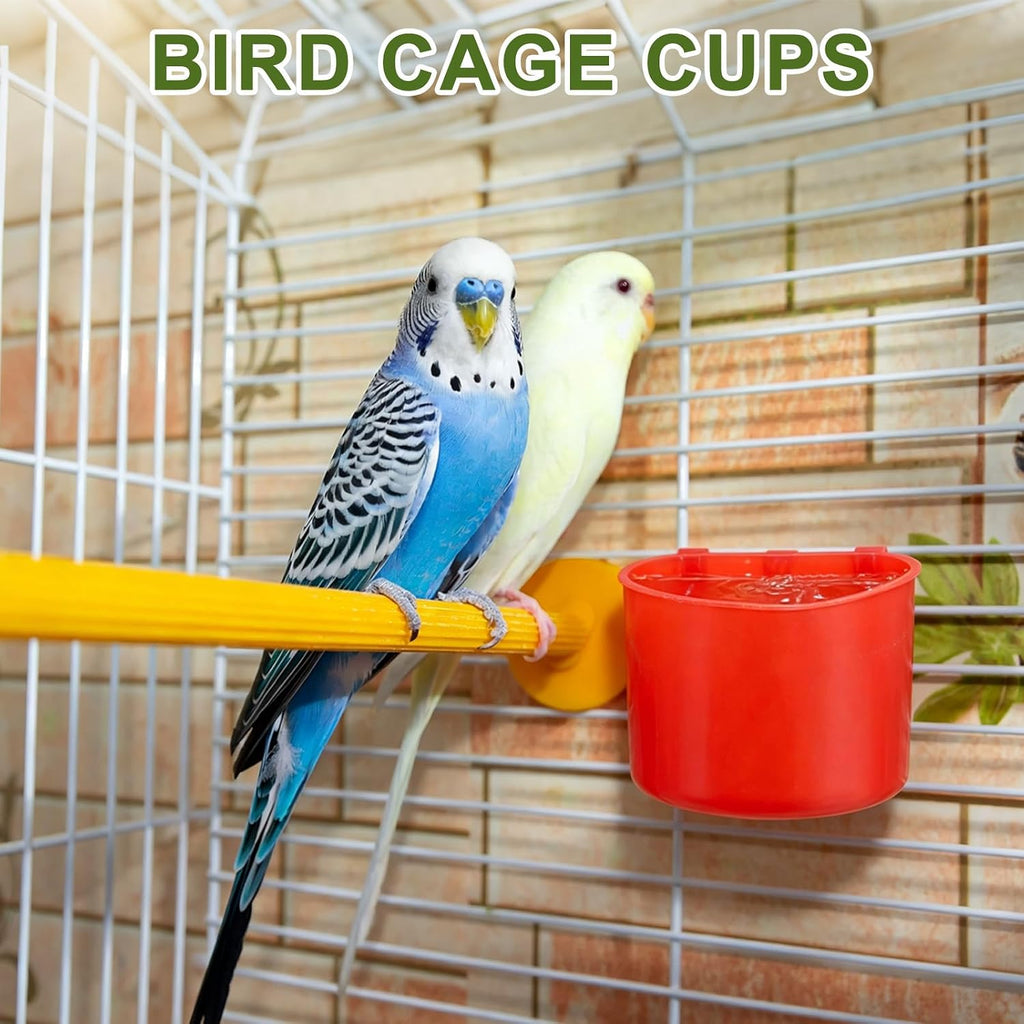 M METERXITY 10-Pack Bird Cage Cups 7 oz Plastic Chicken Feeder, Red