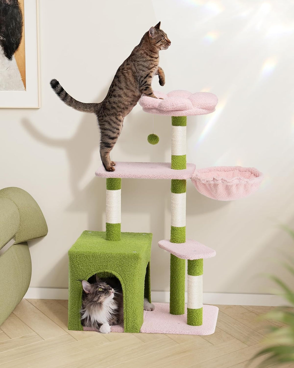 Aechonow Flower Cat Tree for Indoor Cats,41.2" Cute Cat Tree for Adult Cats