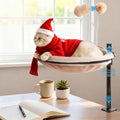 Cat Bed for Desk Rotating & Adjustable– 360° Swivel Cat Hammock with Removable Washable Cover, Sturdy Desktop Perch Holds Up to 60lbs, Perfect for Indoor Cats(Khaki)
