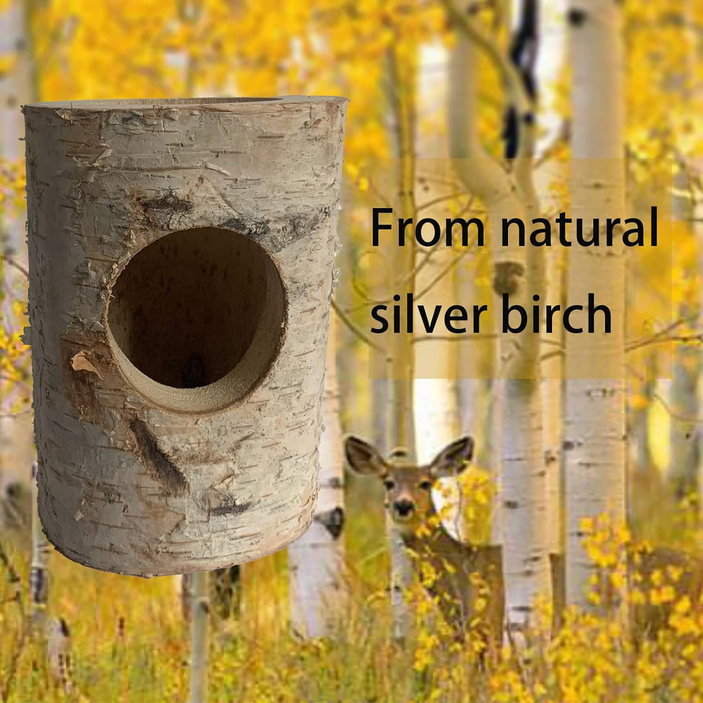 Wooden Hamster Tunnel Natural Birch Wood Tree Holes Tube Small Animal Hollow Trunk Hideout Exercise Dwarf Mice Chew Toys Cage Accessories for Chinchillas Guinea Pigs Dwarf Mouse Rat(10Pcs)