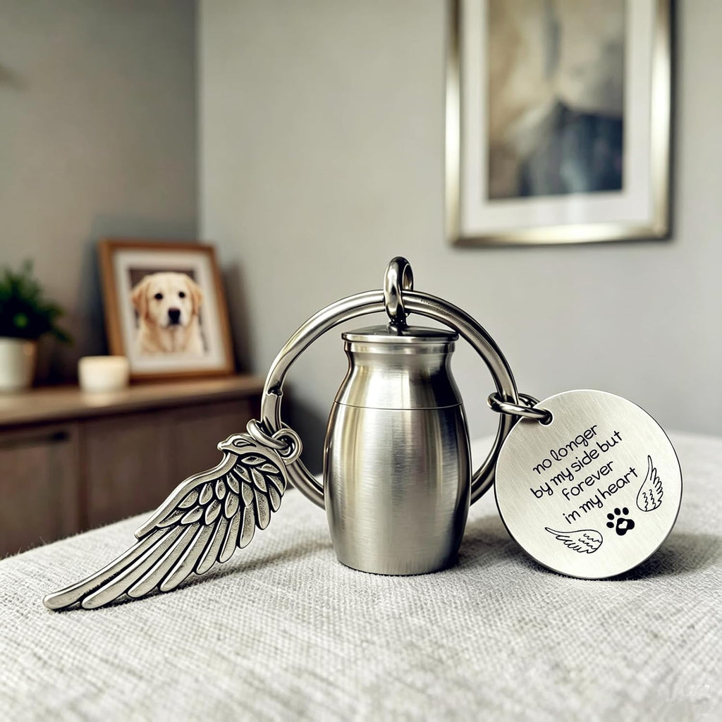 Small Cremation Urn for Pet Ashes Mini Pet Memorial Ashes Holder Key Chain Pet Keepsake Urn Keychain for Dog Cat Pets