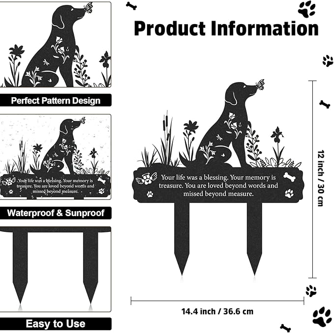 Grave Markers for Cemetery for Dog, Metal Grave Markers Yard Memorial Pet Dog - Image 2