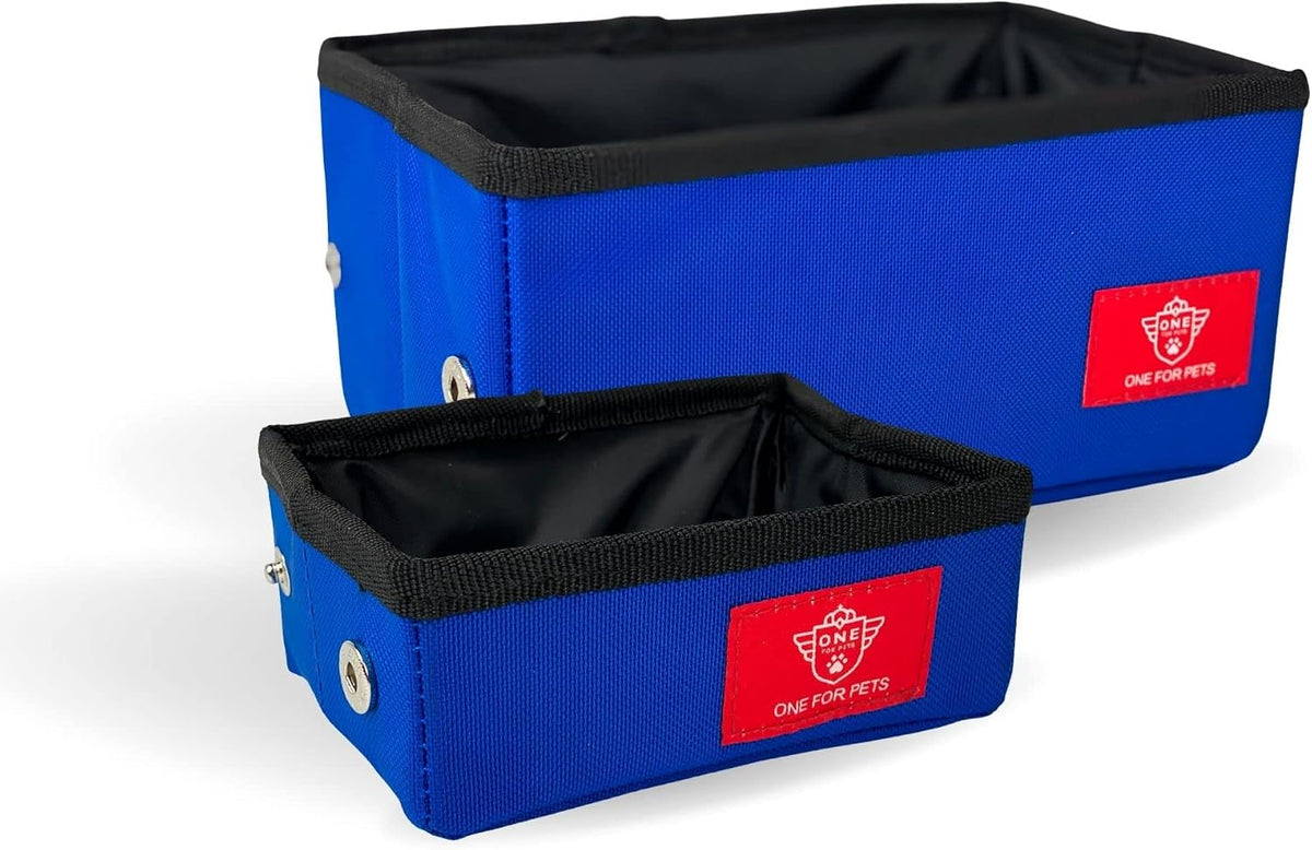 One for Pets Portable 2-in-1 Double Pet Kennel/Shelter, Fabric, Black/Royal Blue 20"x20"x39" - Car Seat-Belt Fixture Included (Black)