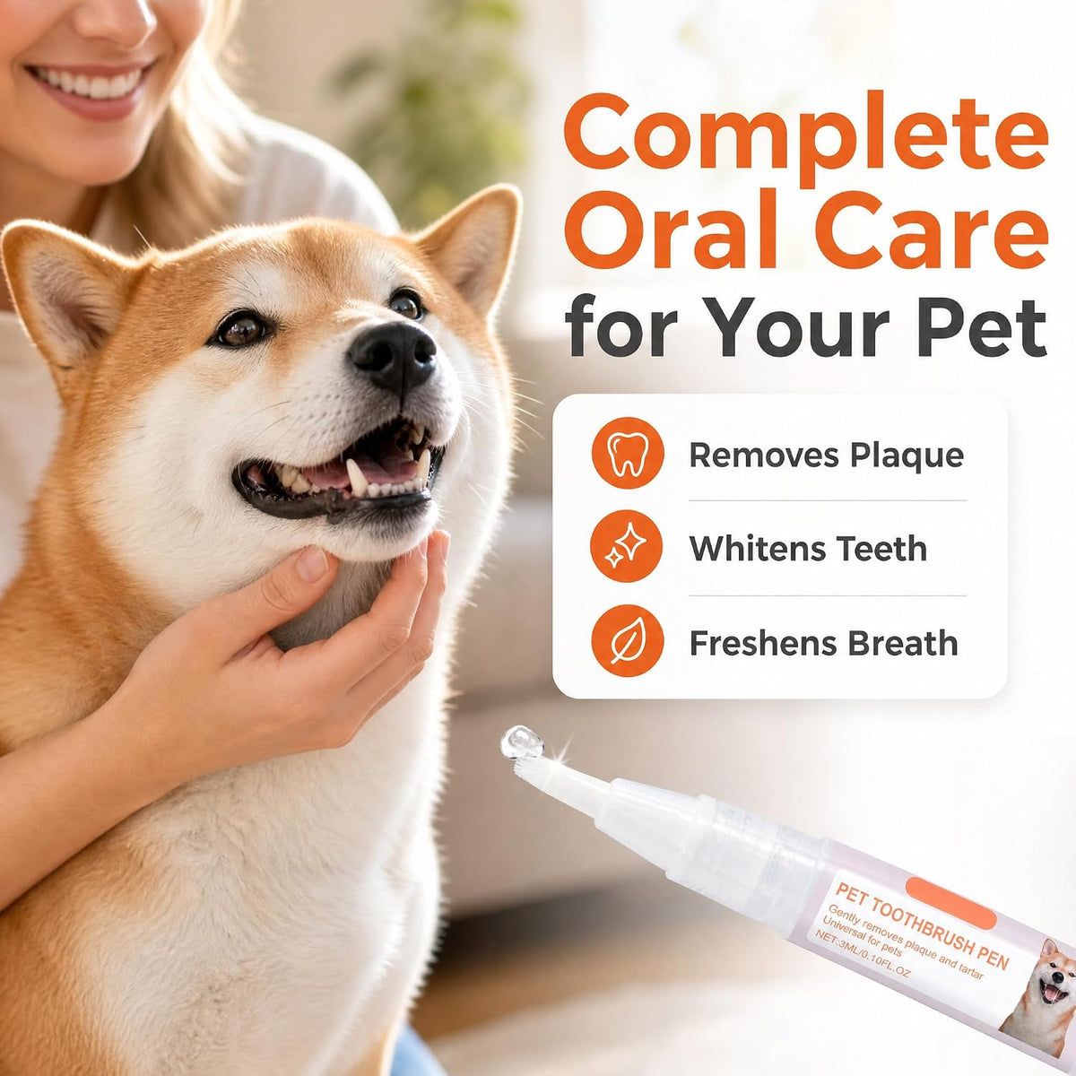 Dog Teeth Cleaning Pen - Plant-Based Pet Plaque Remover for Dogs & Cat