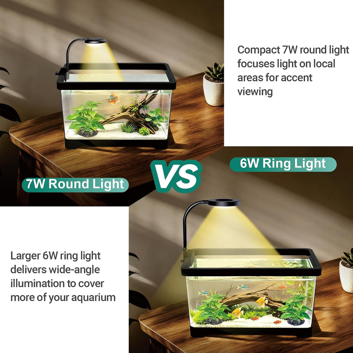 Aquarium Light, Fish Tank LED Light with Dimmer & Timer. 6W-Black