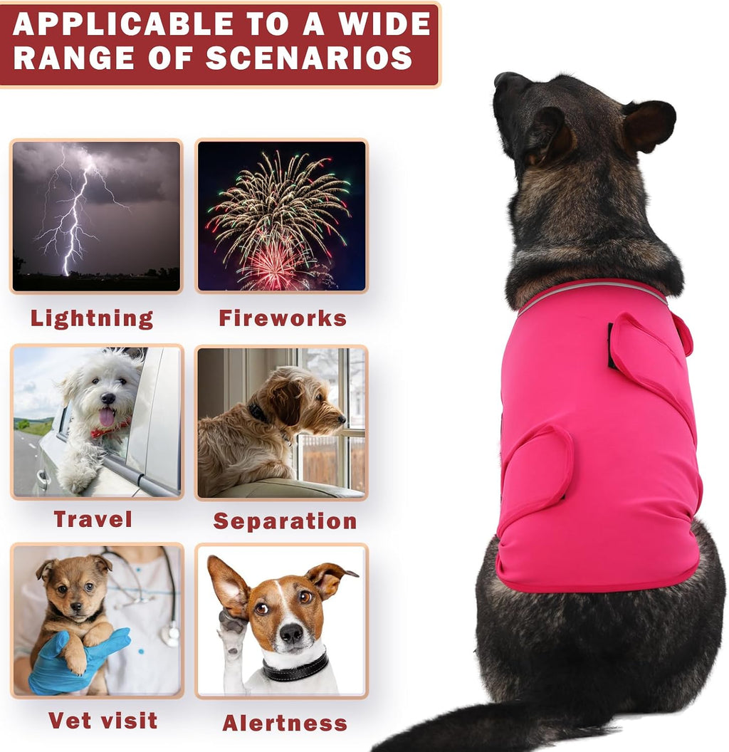 Meifsou Dog Anxiety Vest, Skin-Friendly Thunder Jacket for Dogs, Dog Calming Shirt for Thunder, Fireworks, Vet Visits and Separation - Keep Pet Calm Without Medicine, Fit for Small Medium Large Dogs