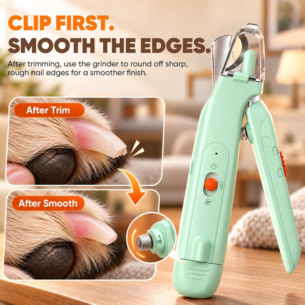 2-in-1 Dog & Cat Nail Clipper with Grinder, LED Light Rechargeable Grooming