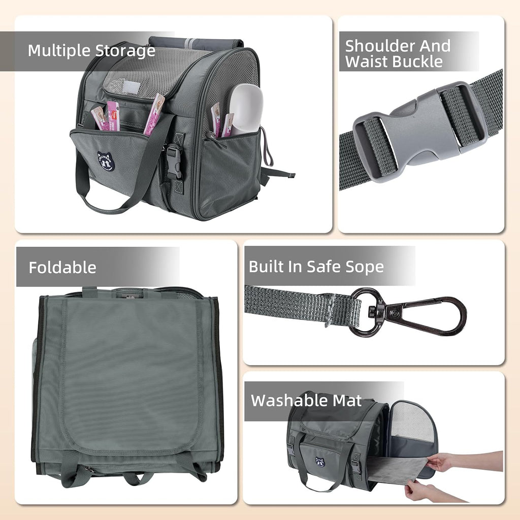 Lollimeow Cat Backpack Carrier, Large Expandable Pet Backpack for Small Dog
