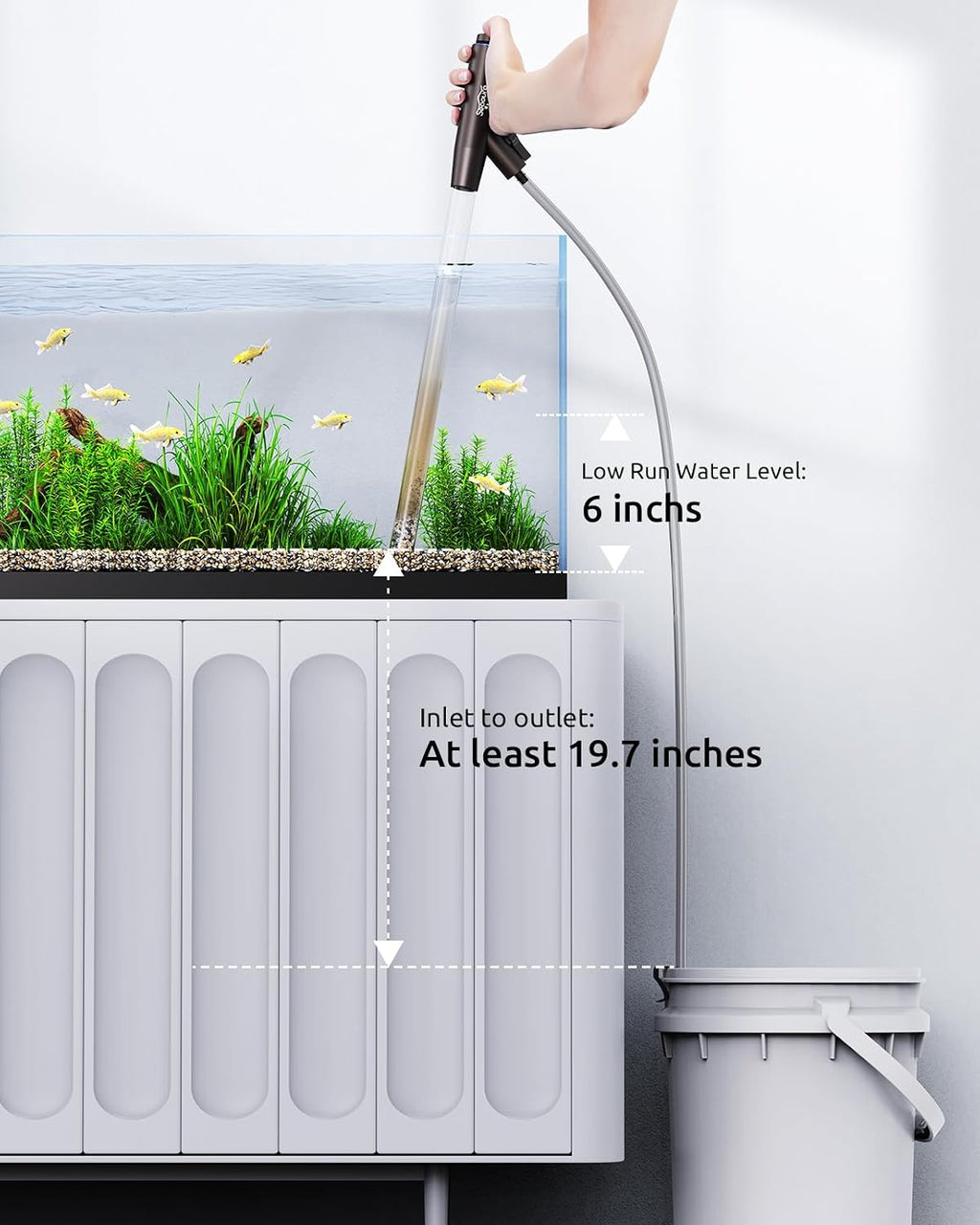 SEAOURA Aquarium Vacuum Gravel Cleaner Adjustable Fish Tank Siphon Cleaner