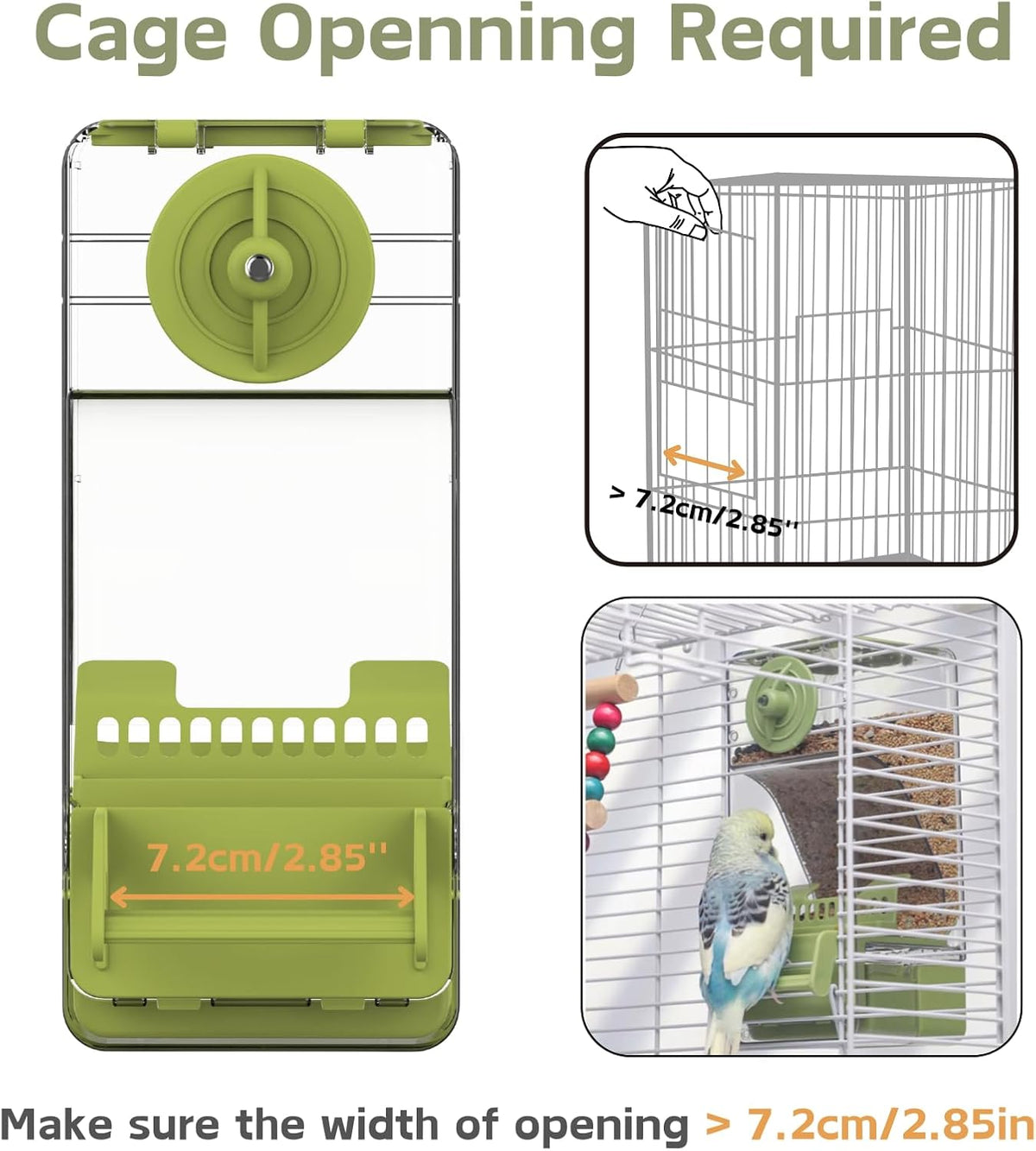 Automatic Bird Feeder, Bird Cage Feeder with Perch for Parakeet Canary Cockatiel Finch (Blue)