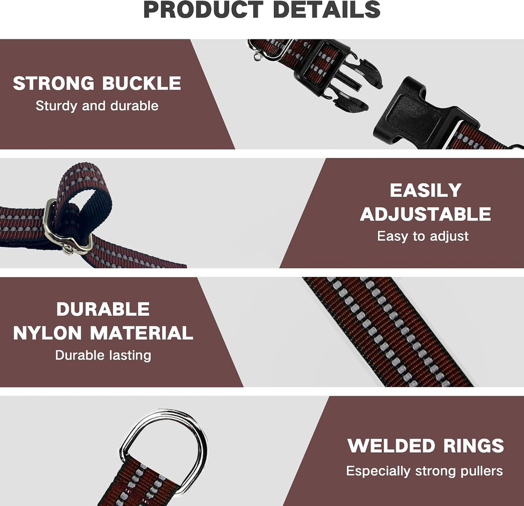 Martingale Collar for Dogs,Reflective Escape Proof,Coffee Brown,S
