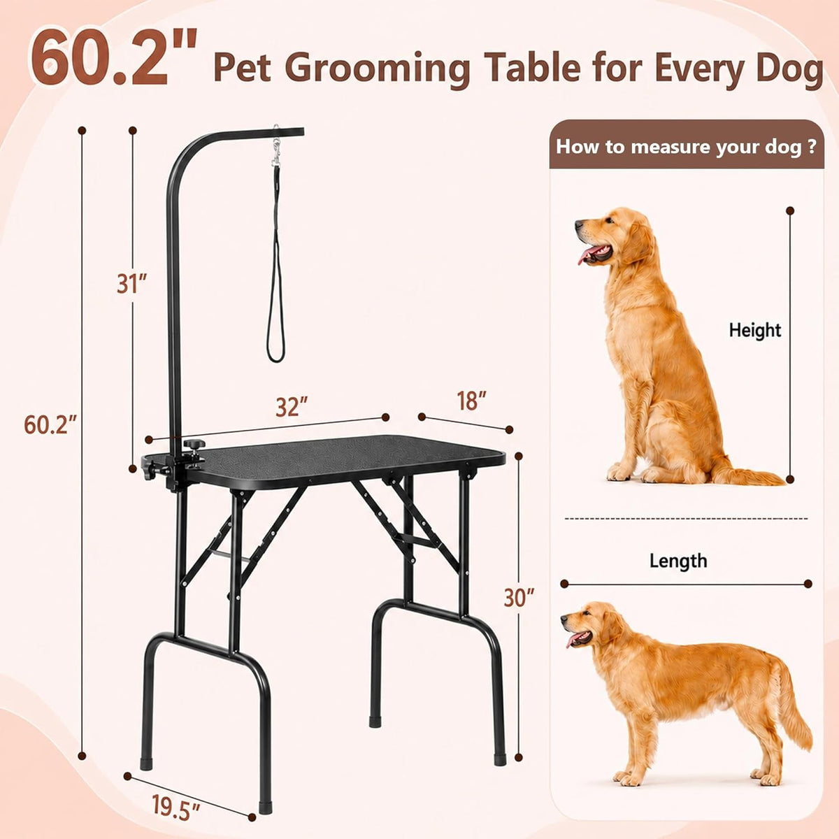 Yaheetech 32 Inch Sturdy Dog Grooming Table for Home, Black