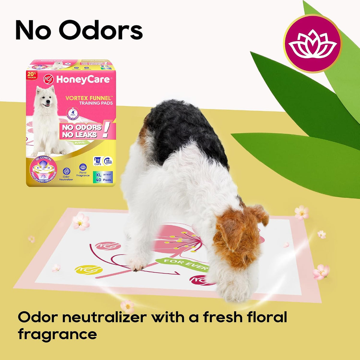 HoneyCare Vortex Funnel Pink Printed Training Pads XL 26x30 in, 40ct