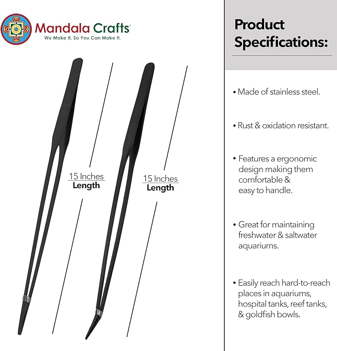 Mandala Crafts 15 Inches Black Stainless Steel Straight and Curved Aquarium - Image 3