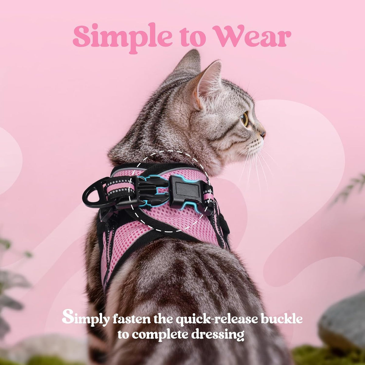 rabbitgoo Cat Harness and Leash Set, Step-in Soft Vest, Pink