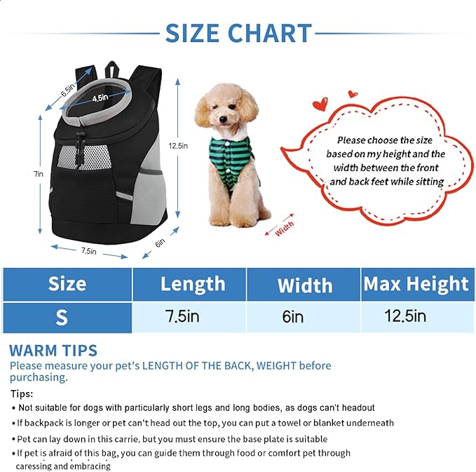 SMONT Dog Backpack Carrier Pet Lightweight Dog Carrier Backpack Small Dog Front - Image 4