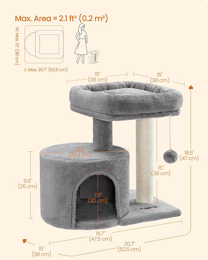 Feandrea Cat Tree, Small Cat Tower - Image 5