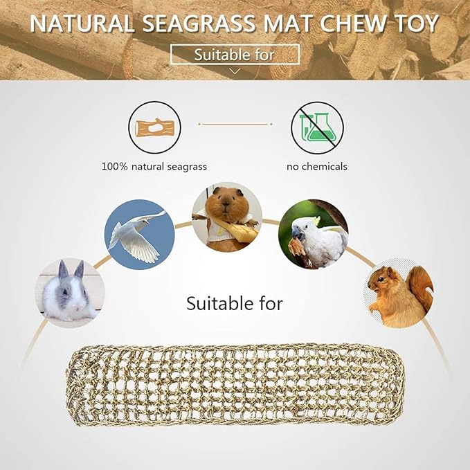 2Pcs Bird Seagrass Mat 30 × 7" Natural Grass Woven Net Hammock - Image 7