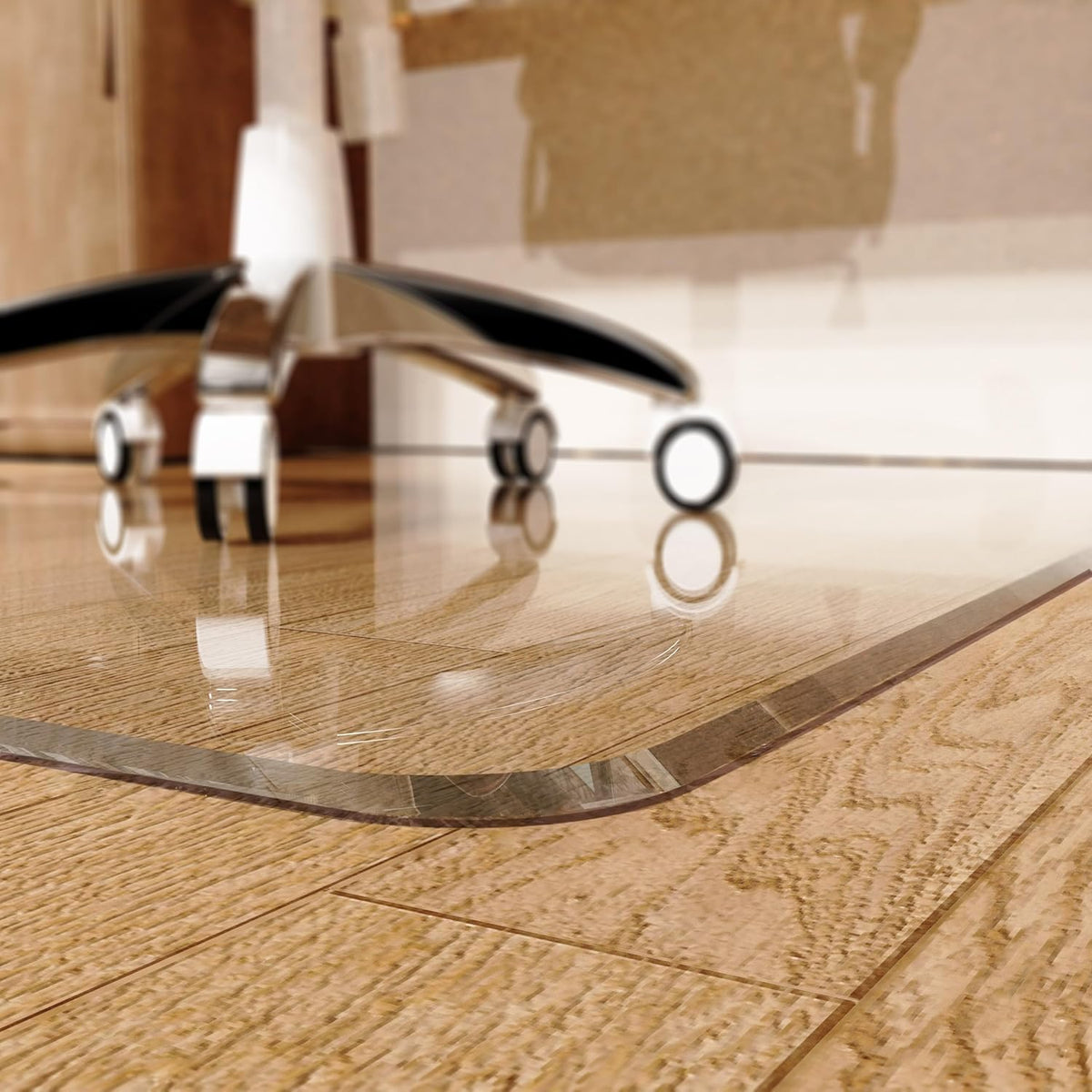 MESAILUP Beveled Edge Office Chair Mat for Carpet or Hardwood Floor 32" x 48" Clear Chair Mats for a Smooth Glide and Easy Roll On/Off, Heavy Duty and Non-Slip Pad Floor Ultimate Desk Chair Mat